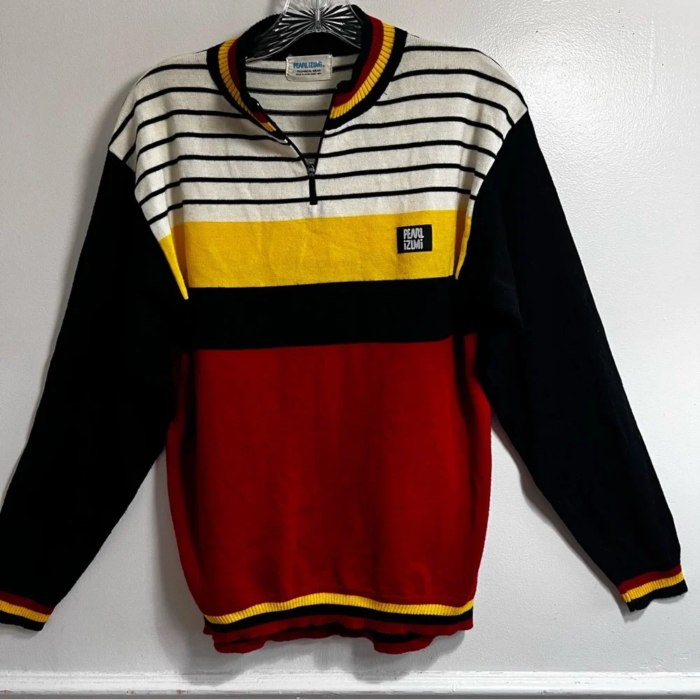 Vintage Pearl Izumi Striped Cycling Sweater 30% Wool | 80s | M | Made in Hong - Picture 10 of 10